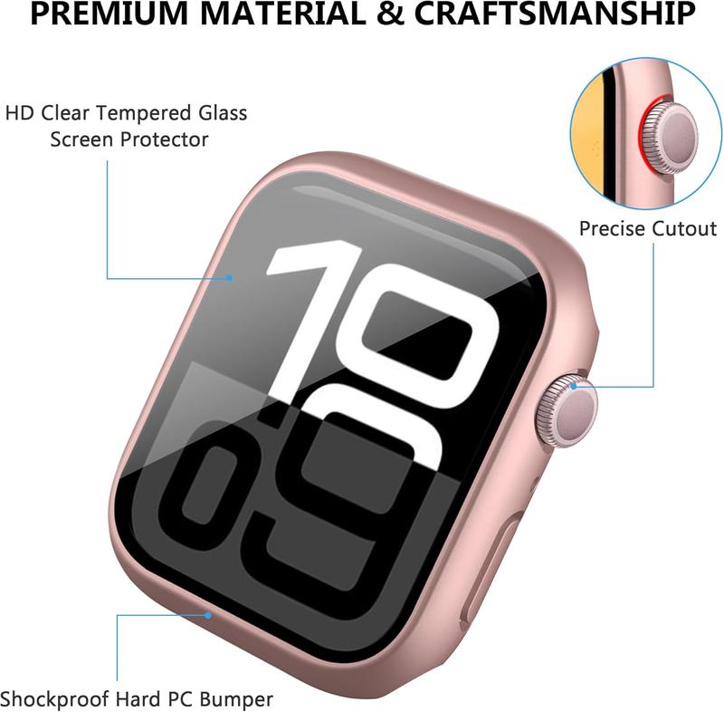 8 Pack Case for  Watch Series 10 46mm with Tempered Glass Screen Protector, Shockproof Hard PC Bumper, Scratch Resistant Protective Cover Compatible with iWatch S10 46mm Accessories