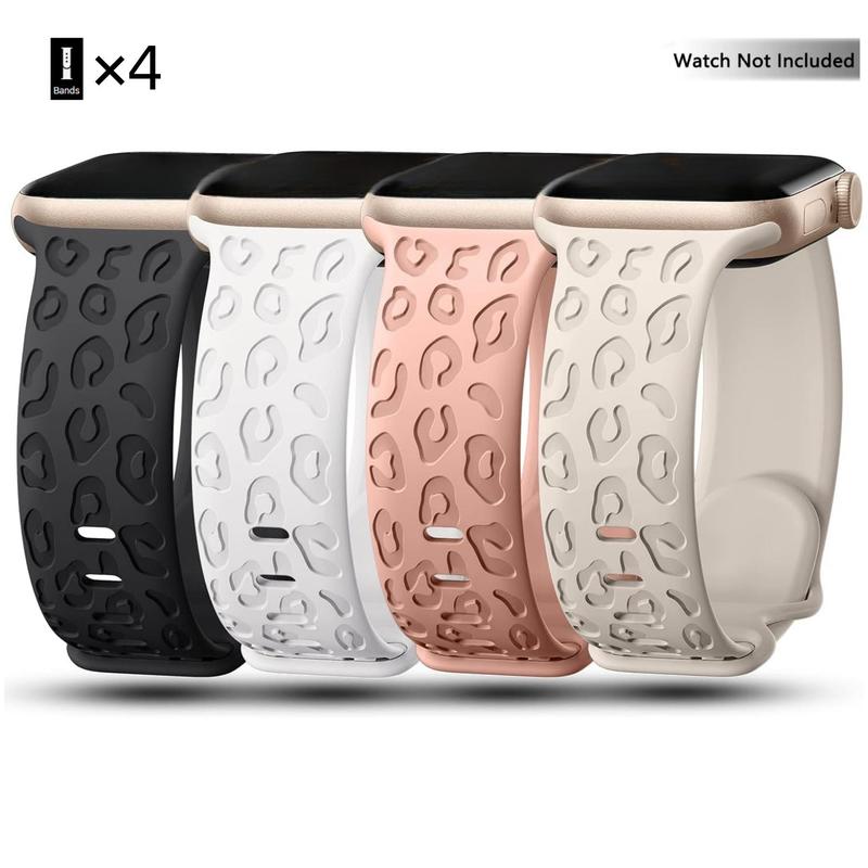 Fashion Leopard Engraved Pattern Watch Band, Soft Silicone Watch Band for Women & Men, Smart Watch Bands, Wearable Accessories Compatible with Apple Watch Bands Series 9 8 7 6 5 4 3 2 1 SE, Watches Band