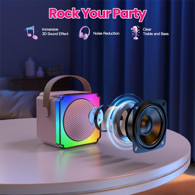 Wireless Mini Karaoke Machine with Microphone for Family Fun