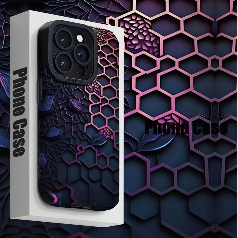 Honeycomb Pattern Phone Case, Anti-drop Phone Protector Cover, Phone Accessories Compatible with iPhone 15 14 13 12 11 Pro Max