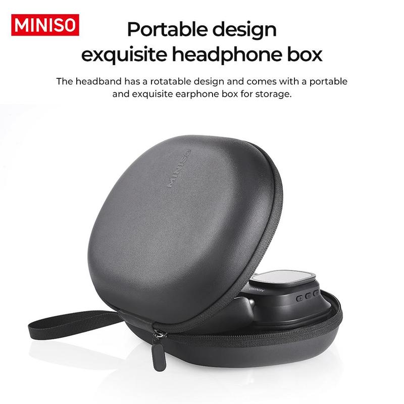 MINISO Wireless Headphones, Rechargeable Noise Cancelling Headphone, HiFi Stereo Full-color Display Multifunctional Earphone, Foldable Gaming Headset