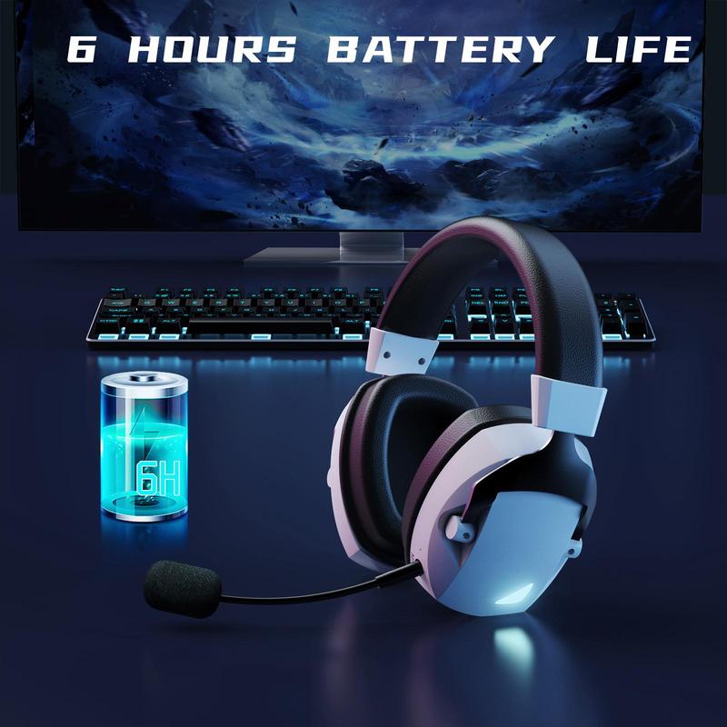 Wireless Gaming Headset with Detachable Noise Cancelling Microphone, 3 Modes 2.4G Wireless & USB & 3.5mm Wired Jack Headphones Headset for Gaming