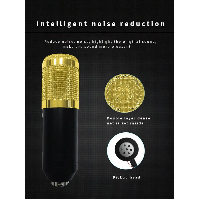 The BM800 Capacitive Microphone Kit Is Suitable For Computer Recording, Gaming Voice Communication, High-Quality Sampling, Home Use With A Wired Aluminum Alloy Cantilever Stand