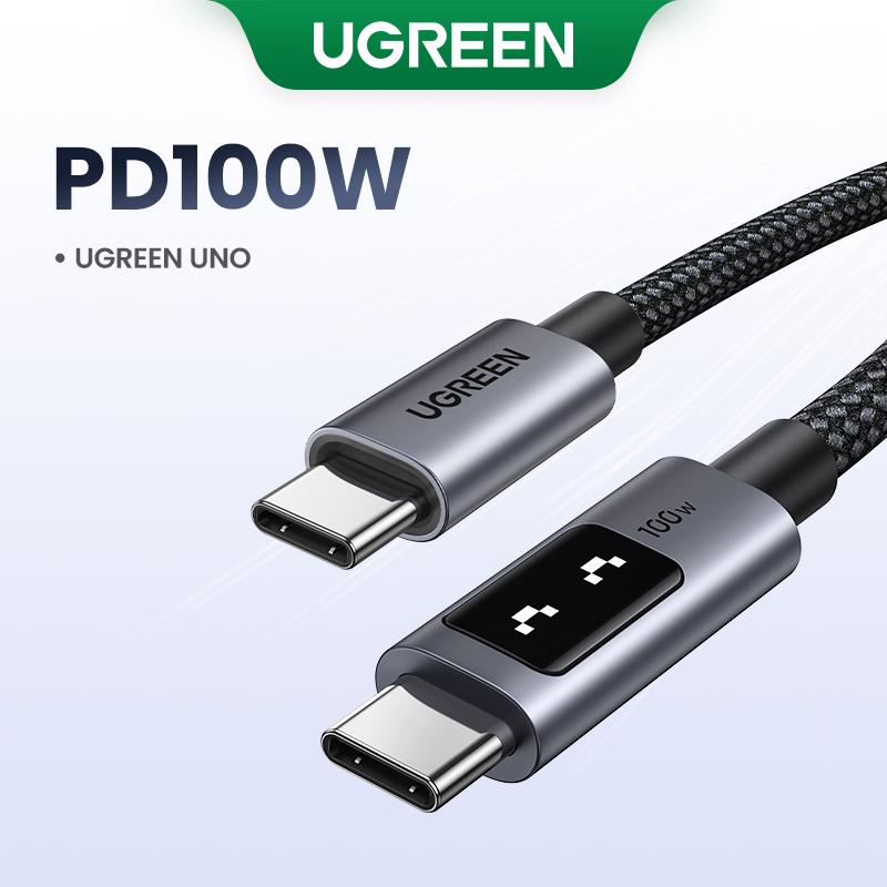 UGREEN Uno 100W USB C to USB C  Fast Charging Cable, Type C Charging Cord with LED Display for iPhone 16 15 Plus 15 Pro 15 Pro Max, MacBook Pro Air, iPad Pro Air, Galaxy S24 Ultra, Premium Connector Cord with High-Speed Charge. Ideal for Devices