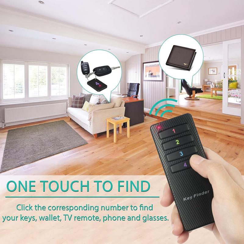 Key Finder, Stick on TV Remote Control Finder | Find My  Device, 4 Pack   Key Finders That Make Noise | 115ft Range 85dB RF Key , Phone Wallet Finder with 4 Item Locator Tags