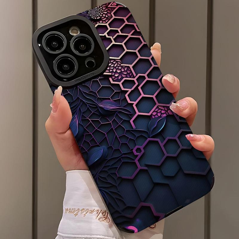 Honeycomb Pattern Phone Case, Anti-drop Phone Protector Cover, Phone Accessories Compatible with iPhone 15 14 13 12 11 Pro Max