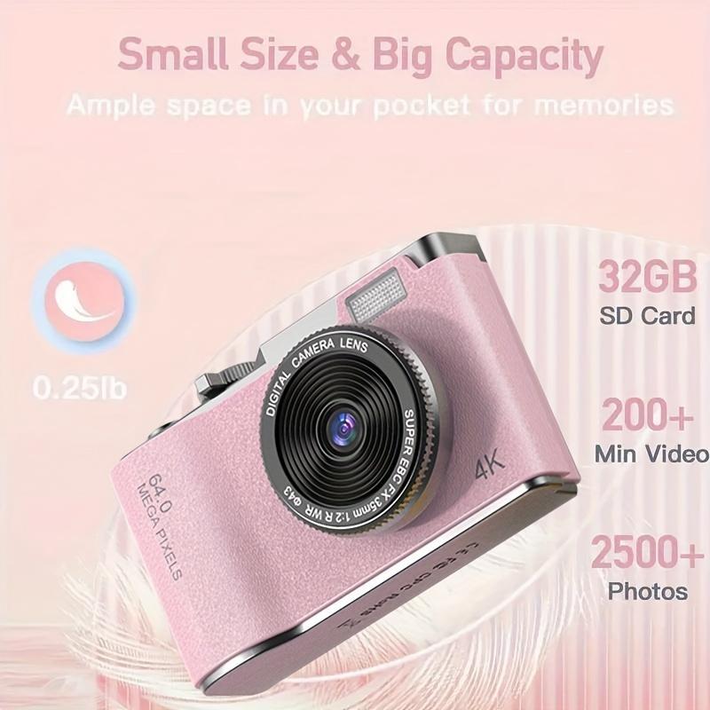 High-definition Retro-style CCD Vintage Digital Camera- Rechargeable Wireless Cheap Compact Camera- Dual Left and Right- Portable- Advanced Auto Focus