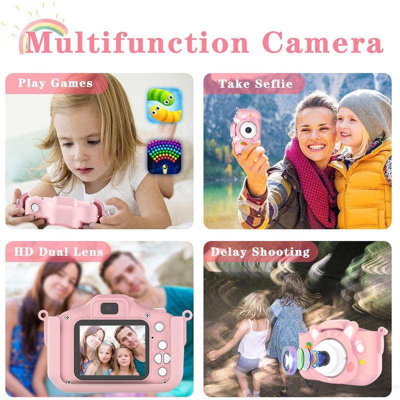 Kids Selfie Camera Toy, Cute Rabbit Design for Boys Girls 3-12, HD 1080P, IPS Screen, Video Camcorder, 32GB TF Card, Perfect Christmas Birthday Gift.