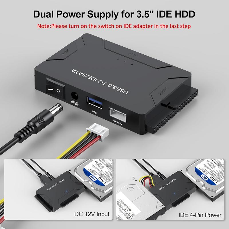 Hard Drive Reader IDE SATA to USB 3.0  USB + Type C External Hard Drive Data Ultra Recovery Converter Kit