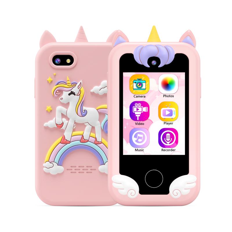 Toy Gift Smartphone KOKODI , Unicorn toy phone , Birthday Gift, Dinosaur Toy Phone (can't make calls), Touch Screen, Play Phone with MP3 Music Player Dual Camera Puzzle Game 4GB SD Card