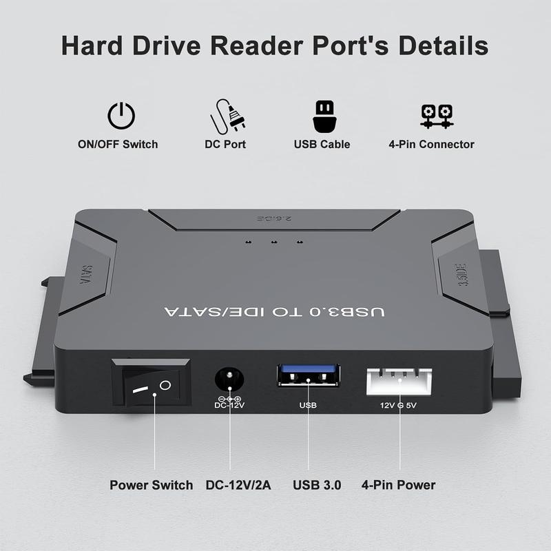 Hard Drive Reader IDE SATA to USB 3.0  USB + Type C External Hard Drive Data Ultra Recovery Converter Kit