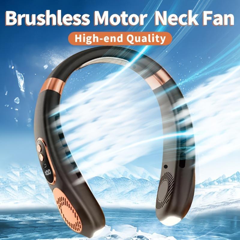 USB Rechargeable Neck Fan, 5-Speed Setting Neck Fan with Colorful Light, Portable Neck Fan for Outdoor Sports, Vacation, Travel, Work, Study