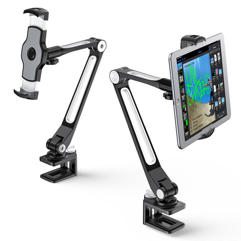 AboveTek IPad Desk Mount, Multi-Angle Adjustable Tablet Stand Holder, 360° Swivel Arm Aluminum iPad Clamp Stand, Fits 4