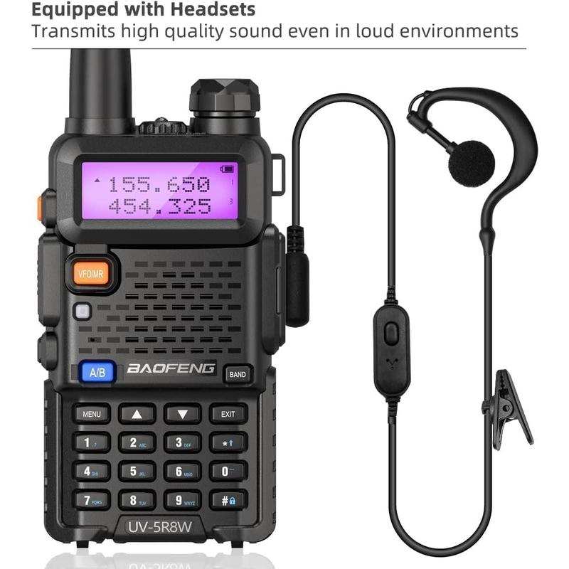 8W Ham Radio Long Range Dual Band Handheld Two Way Radio Walkie Talkies with 1800mAh Li-ion Battery and Earpiece for Hunting Survival Gear