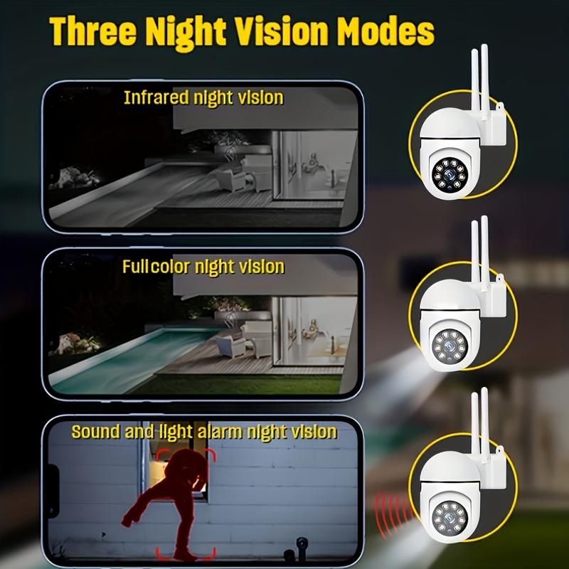 4PCS Wireless WiFi Security Camera, Ease Life APP, 1080P HD Indoor Outdoor, Color Night Vision, 2-Way Audio, 360 Pan Tilt Zoom, Motion Tracking & Detection For Home Security, Spotlight & Siren