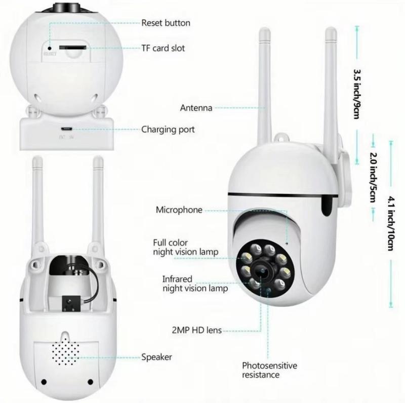 1080P Smart Security Camera Wireless 360° View Motion Detction Waterproof Camera 2.4G WiFi Remote Monitoring vision APP Remote control 2 Way Vocie intercom outdoor Camera Night Vision Spotlight Indoor Outdoor