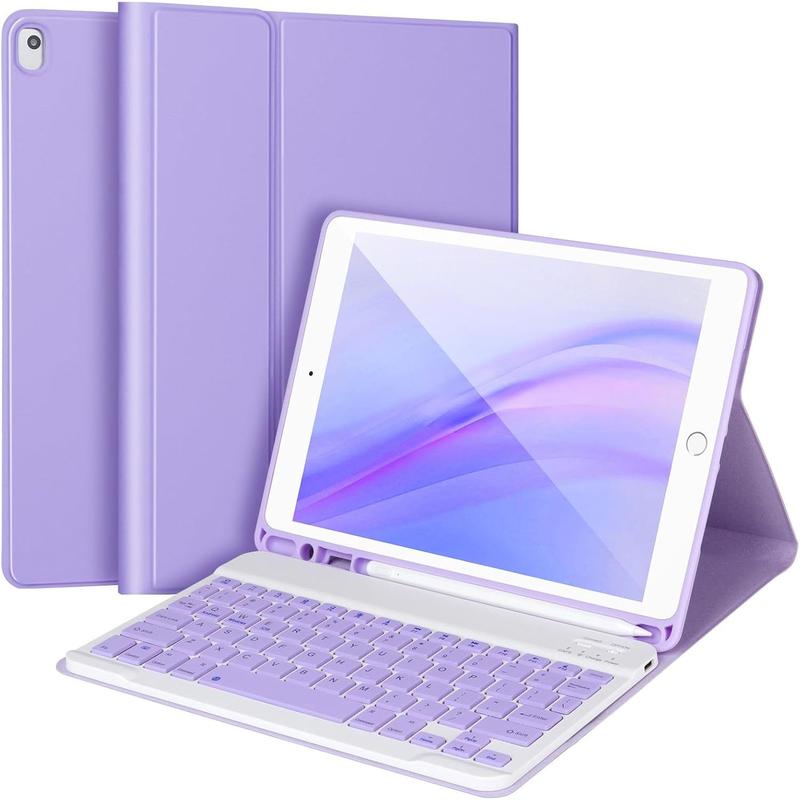 Keyboard Case for iPad 9 8 7th Gen 10.2'',Case with Keyboard ipad 10.2 inch,Keyboard for iPad 9th Gen, Keyboard for iPad 10.2,iPad Keyboard Case 9th Gen with Pencil Holder (Purple)