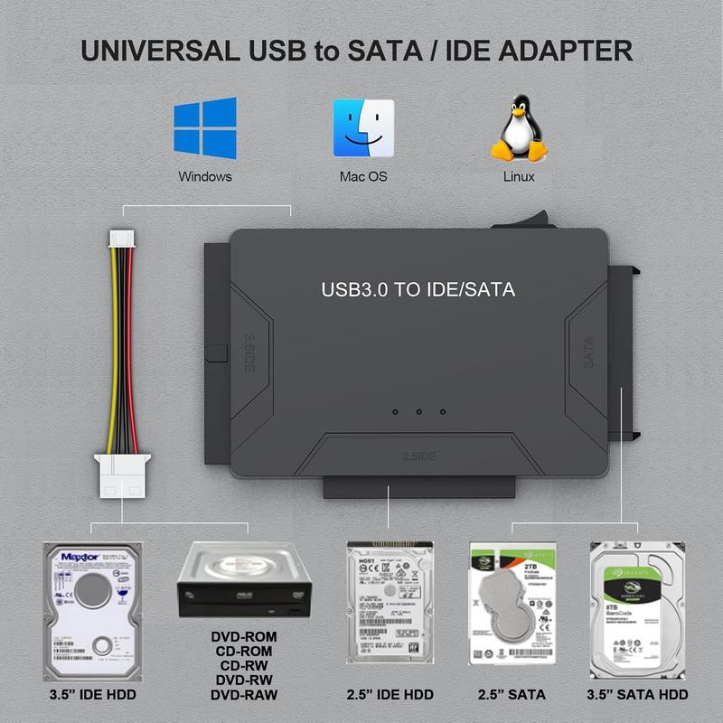 Hard Drive Reader IDE SATA to USB 3.0  USB + Type C External Hard Drive Data Ultra Recovery Converter Kit