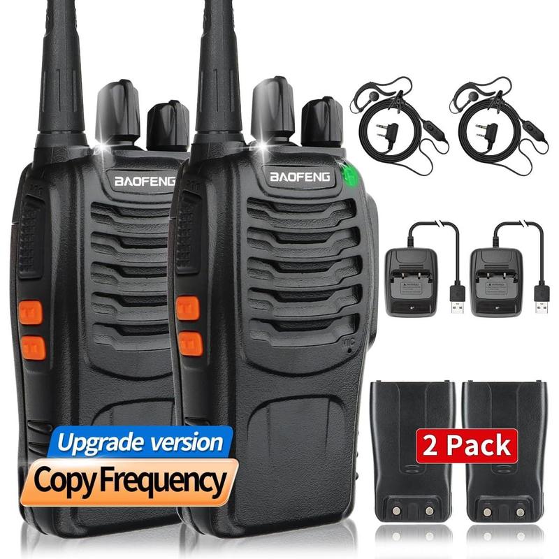 Baofeng Walkie Talkies Long Range Walkie Talkie for Adults with Earpiece Mic Rechargeable 2 Way Radios Copy Frequency Handheld Two Way Radios Transceiver Walky Talky with USB Base Charger for Camping