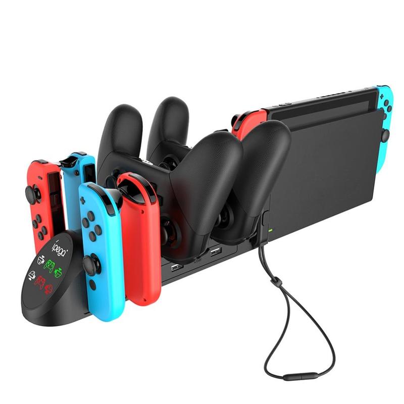 Desktop Game Controller Charger, 6 In 1 Game Controller Charging Station For Nintendo Switch & OLED, Game Controller Charging Stand, Console Accessories, Stocking Fillers Gift