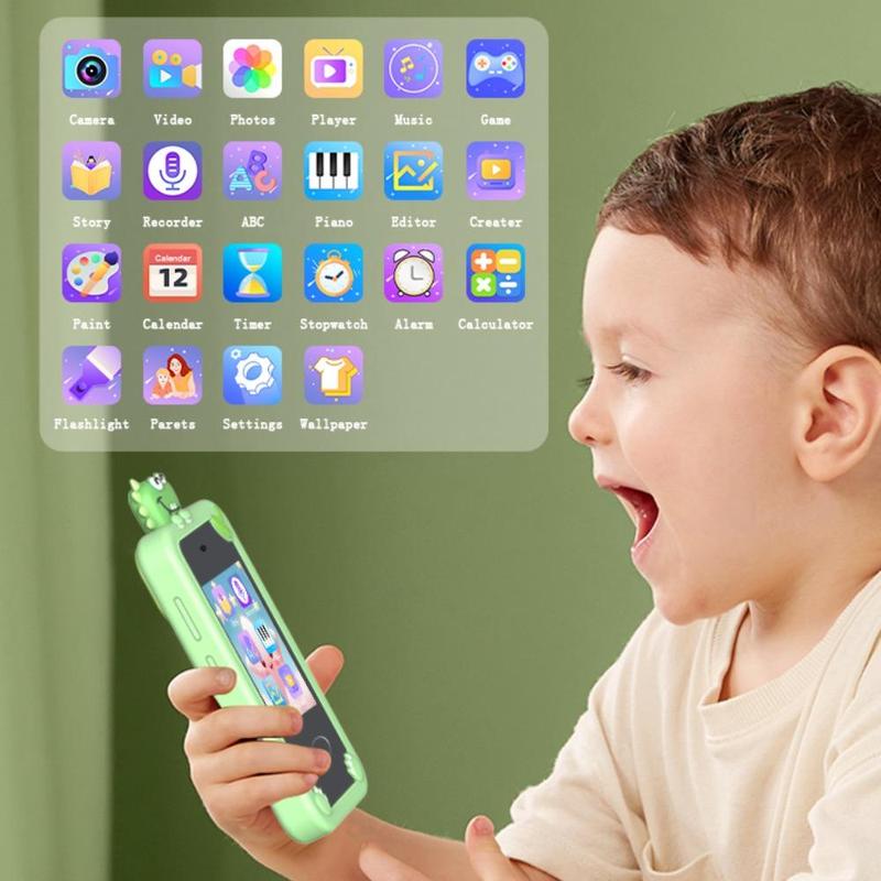 Cute Dinosaur Pattern Phone, 1 Count Touch Screen Camera Digital Camera Phone, Music Player Game Phone for Boys & Girls, Birthday Gift