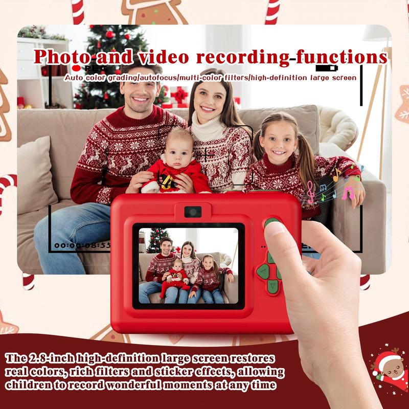 Instant Print Camera with 3 Rolls Paper, 1 Set Rechargeable 1200W Digital Camera, Hot Sensitive Print Camera, Suitable for Boys and Girls, Gift for Christmas