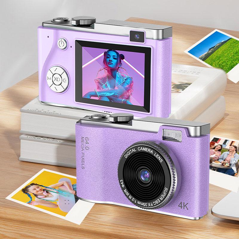 High-definition Retro-style CCD Vintage Digital Camera- Rechargeable Wireless Cheap Compact Camera- Dual Left and Right- Portable- Advanced Auto Focus