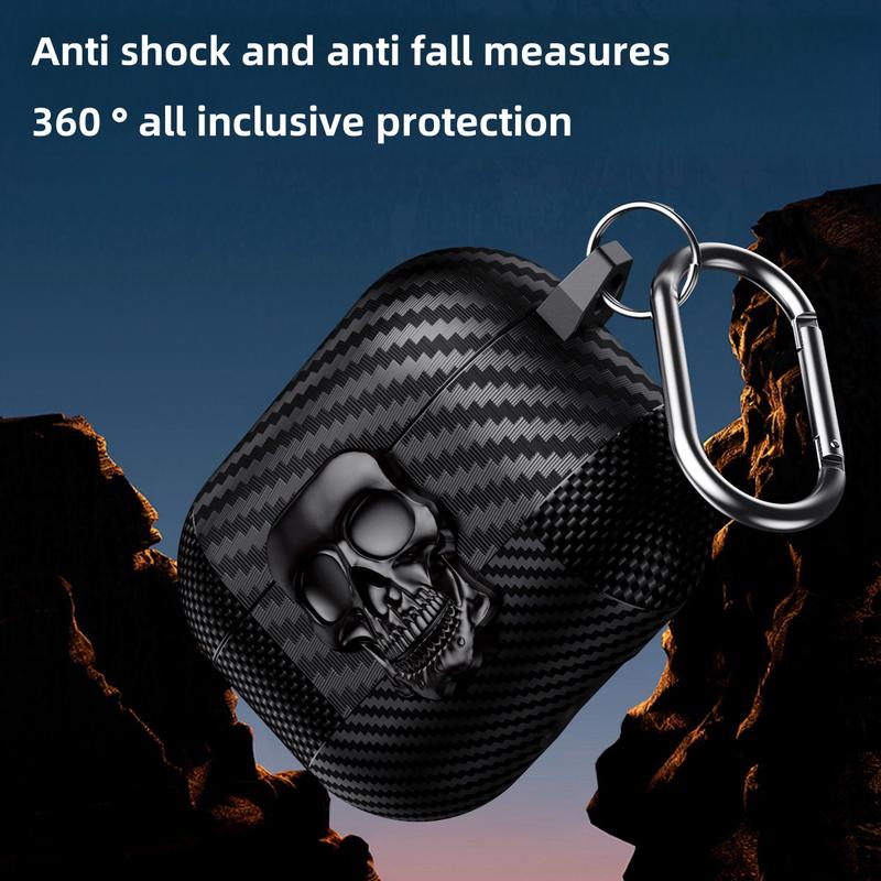 Lock buckle For Airpods 4th USB-C (2024) Coque originality Skull design Fiber pattern Anti fall protective cover For Airpods 4th