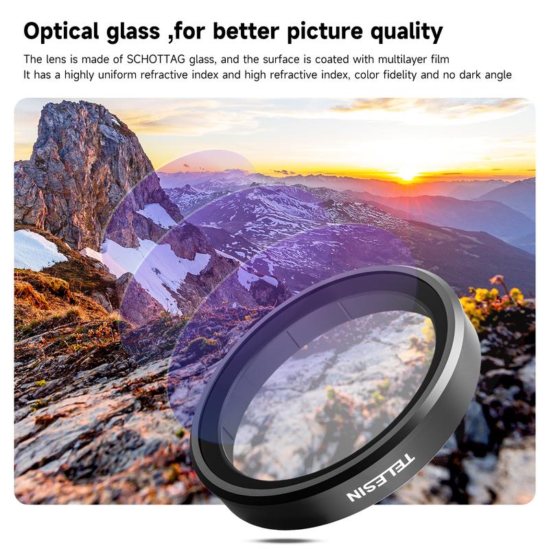 TELESIN Lens Filter Set for DJI Action 5 pro, Action 4,  Action 3 Camera Accessories,4-Pack CPL ND32 ND16 ND8 Polarizing Neutral Density HD Filter Lens Protective Protector Cover for DJI Osmo Action Accessory