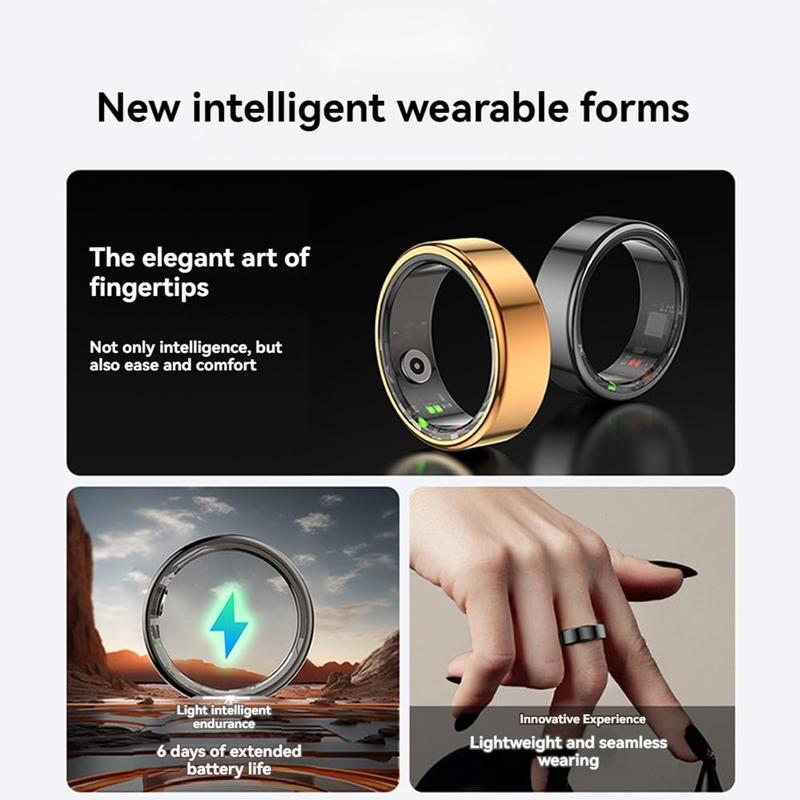 Multifunctional Smart Ring Fitness Tracker, Smart Ring with Step Counting, Remote Photography, Various Exercise Modes, IP68 Waterproof Fitness Tracker Intelligent Ring, Health Sleep Heart Rate Blood Oxygen Blood Pressure Tracker with Magnetic Charger Ring