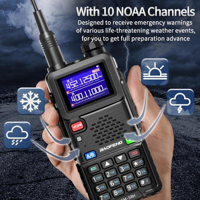 BAOFENG GMRS Portable 2 Way Radio 999 Channels Long Range Rechargeable Two Way Radio with NOAA Weather Receiving 2500mAh Battery USB-C Port,8