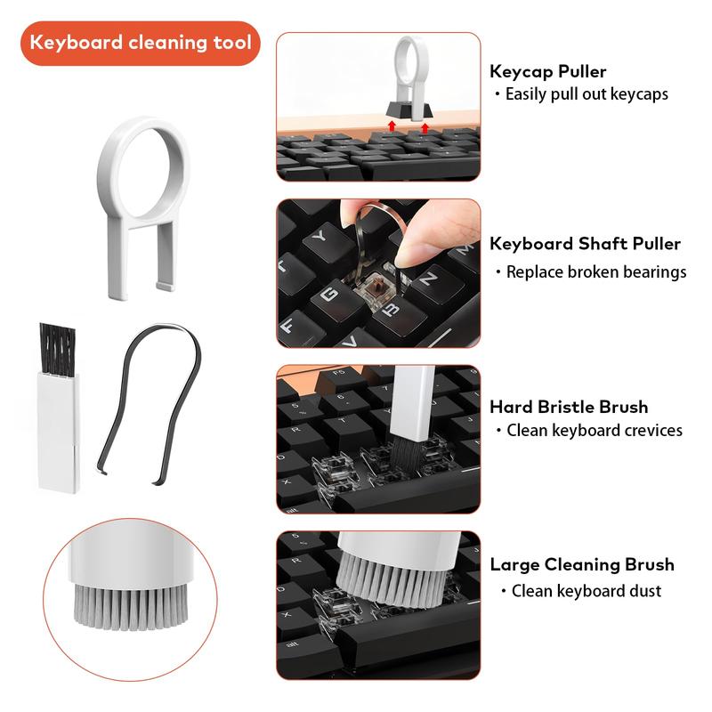 Laptop Phone Screen Cleaner Kit, Computer Keyboard Brush Cleaning Spray for Smartphone iPhone AirPods MacBook iPad, 20-in-1 Electronic Device Clean Tool for Camera PC Monitor Earbud TV Tablet Car Screens(White)