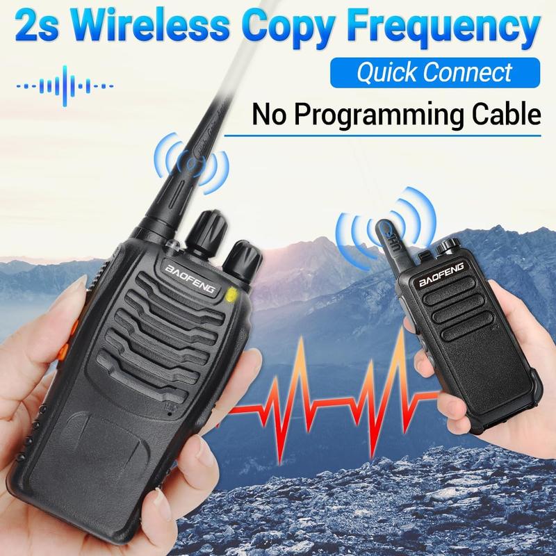 Baofeng Walkie Talkies Long Range Walkie Talkie for Adults with Earpiece Mic Rechargeable 2 Way Radios Copy Frequency Handheld Two Way Radios Transceiver Walky Talky with USB Base Charger for Camping