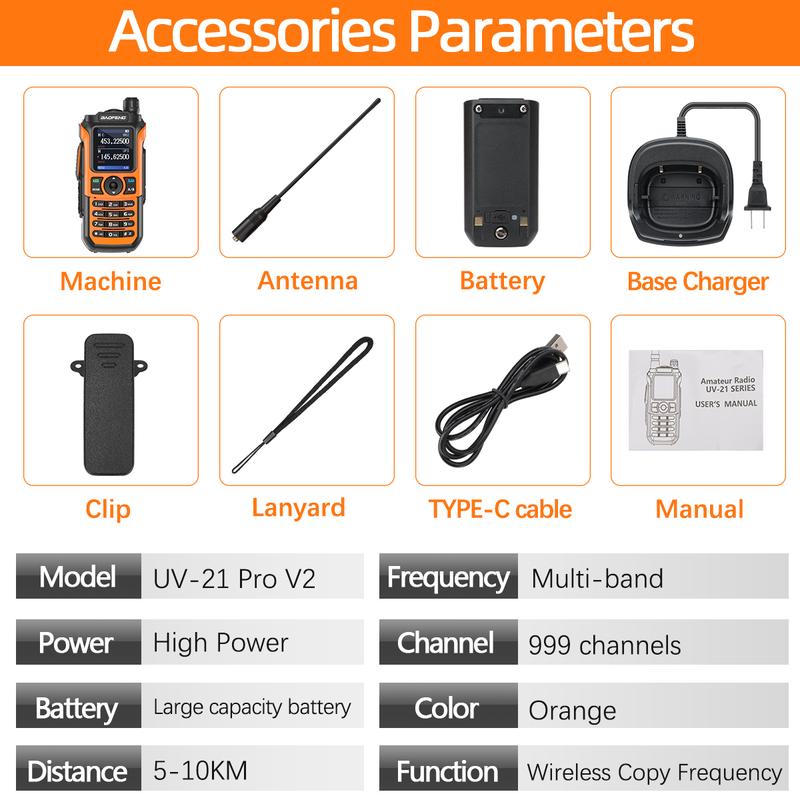 Baofeng Walkie Talkie Portable Am Fm Two Way Radio Commutator Station Amateur Ham Wireless Set Long Range Receiver