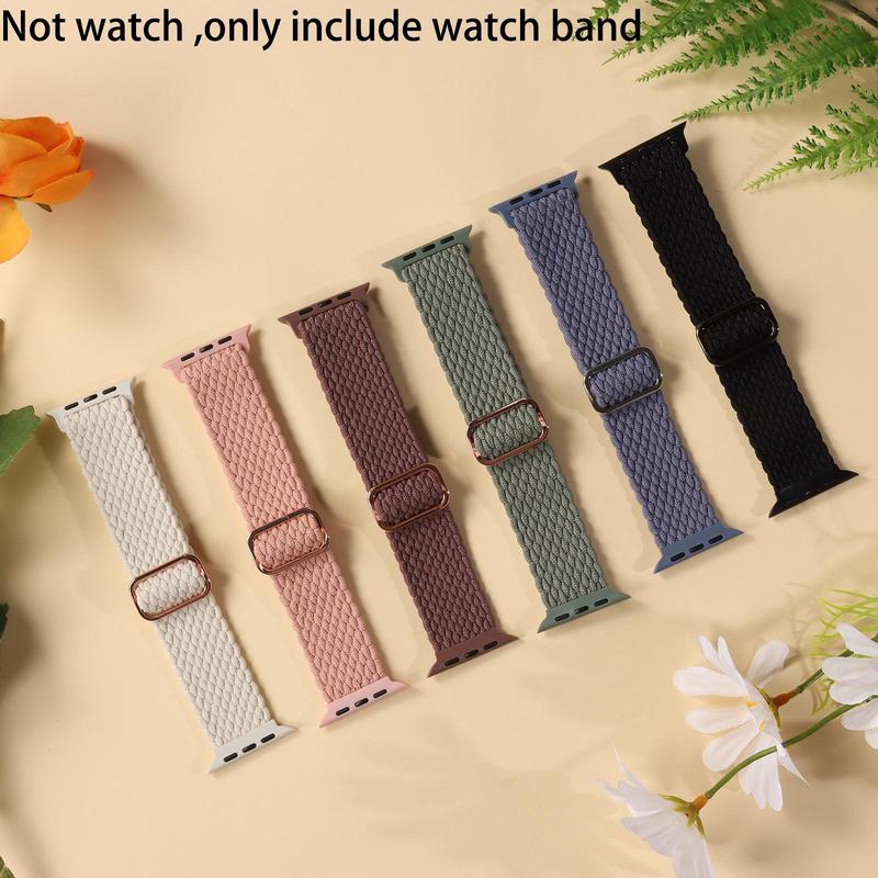 Braided Nylon Watch Band, 6 Counts Replacement Watch Band Compatible with iWatch Series 10 9 8 7 6 5 4 3 2 1 SE, Smart Watch Accessories