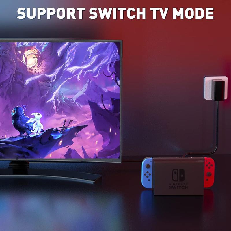 Charger for Nintendo Switch with 5FT Charging Cable, AC Power Supply Adapter for Nintendo Switch LITE OLED, Support Switch TV Dock Mode Output 15V2.6A USB C Charger, Switch Accessories | Switch Controller | Clear Case | Screen Protector | Charging Station