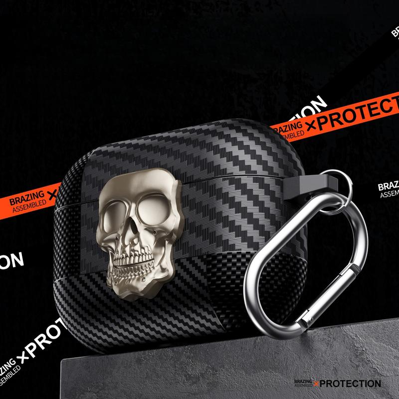 Lock buckle For Airpods 4th USB-C (2024) Coque originality Skull design Fiber pattern Anti fall protective cover For Airpods 4th