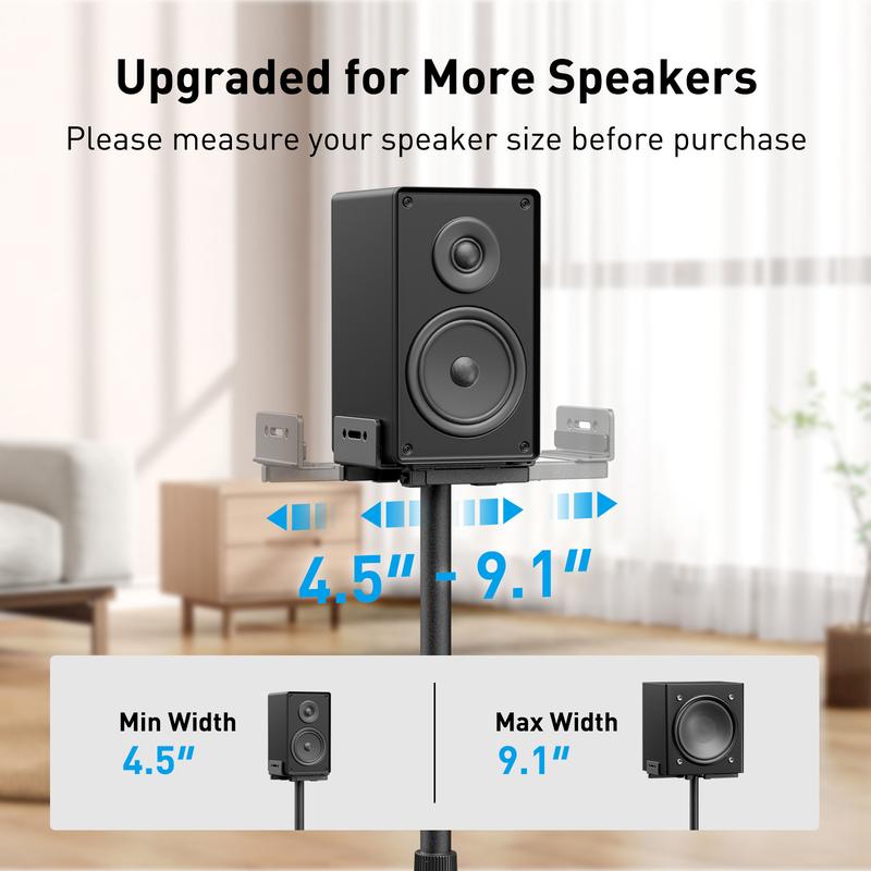 PERLESMITH Adjustable Speaker Stands for Surround Sound, Hold up to 11 lbs, Height 33.3-45.1