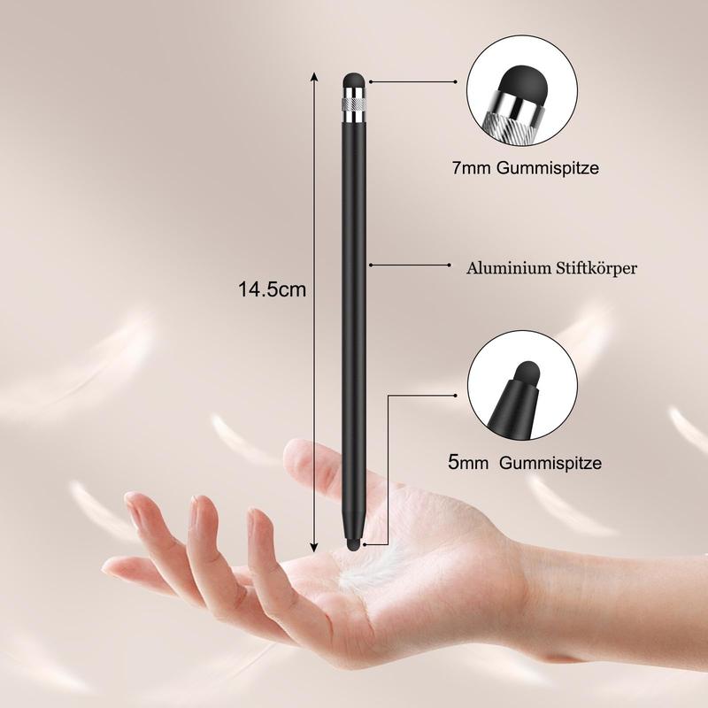 MEKO Stylus Pen  2 Pack Touchscreen Pen 2 in 1 Rubber Stylus Touch Pen for all Cell Phones Tablets iPhone i-Pad Pro Mini iWatch Samsung Huawei Xiaomi Surface Chromebook etc. Black+Rose Gold