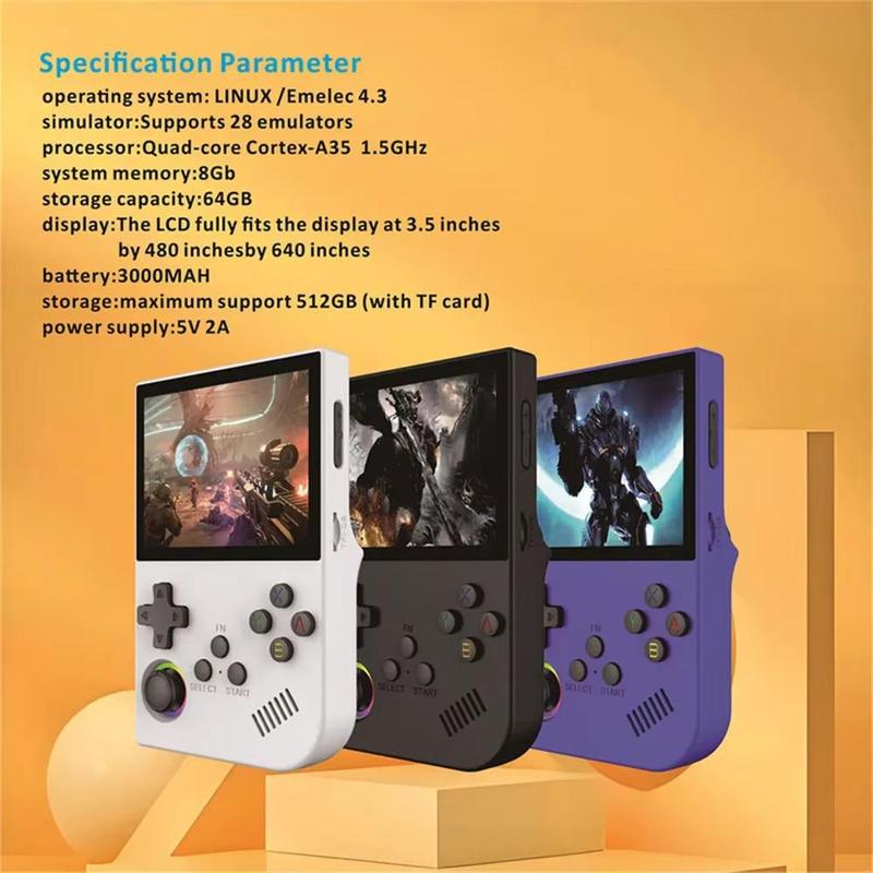 XGB36 Portable Retro Game Console with 3D Joystick, 3.5 Inch Open Source Linux System Handheld Game Console Built-in 45 Simulator for PSP PS1 SFC GBA