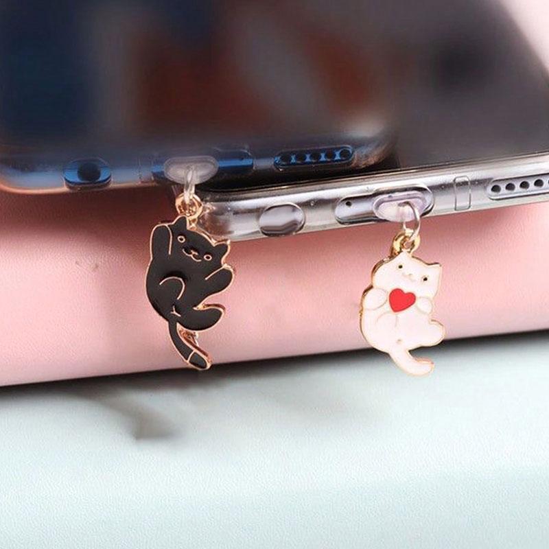 Mobile Phone Dust Plug, Dustproof Headphone Protective Plug with Cute Cat Pendant, 1 Count Cellphone Exterior Accessories for iPhone, Type-C, Android, Earphone Plug