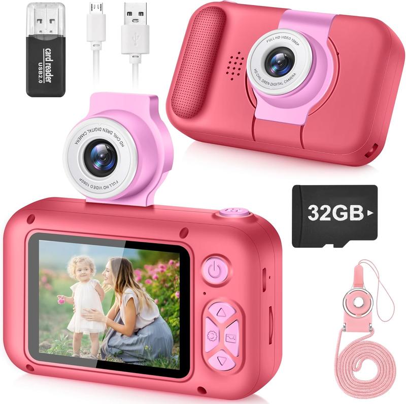 Kid Camera,Camera for Kid,2.4in IPS Screen Digital Camera,180Flip Len Student Camera,Children Selfie Camera with Playback Game,Christmas Birthday Gift for 4 5 6 7 8 9 10 11 Year Old Girl Boy