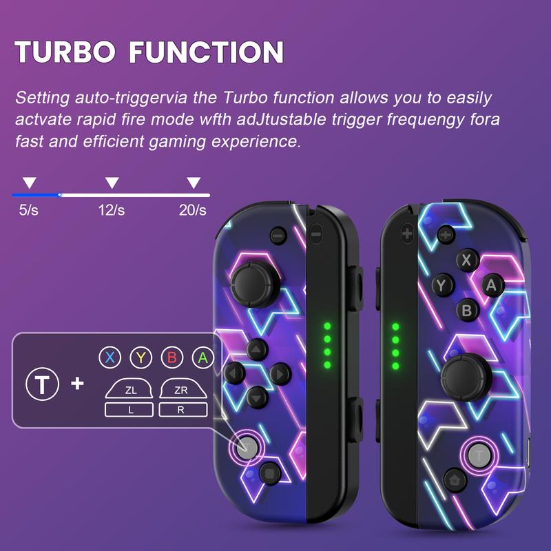 Game Controller for Nintendo Switch, Nintendo Switch Controller  (L R) Joystick Support Turbo Function Compatible with Switch Lite OLED (Purple)