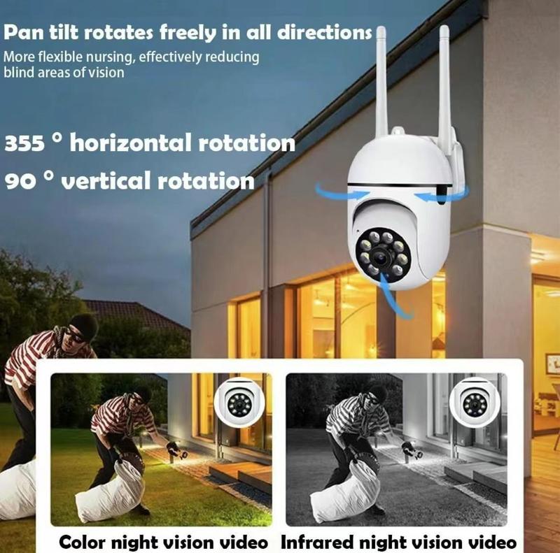 1080P Smart Security Camera Wireless 360° View Motion Detction Waterproof Camera 2.4G WiFi Remote Monitoring vision APP Remote control 2 Way Vocie intercom outdoor Camera Night Vision Spotlight Indoor Outdoor