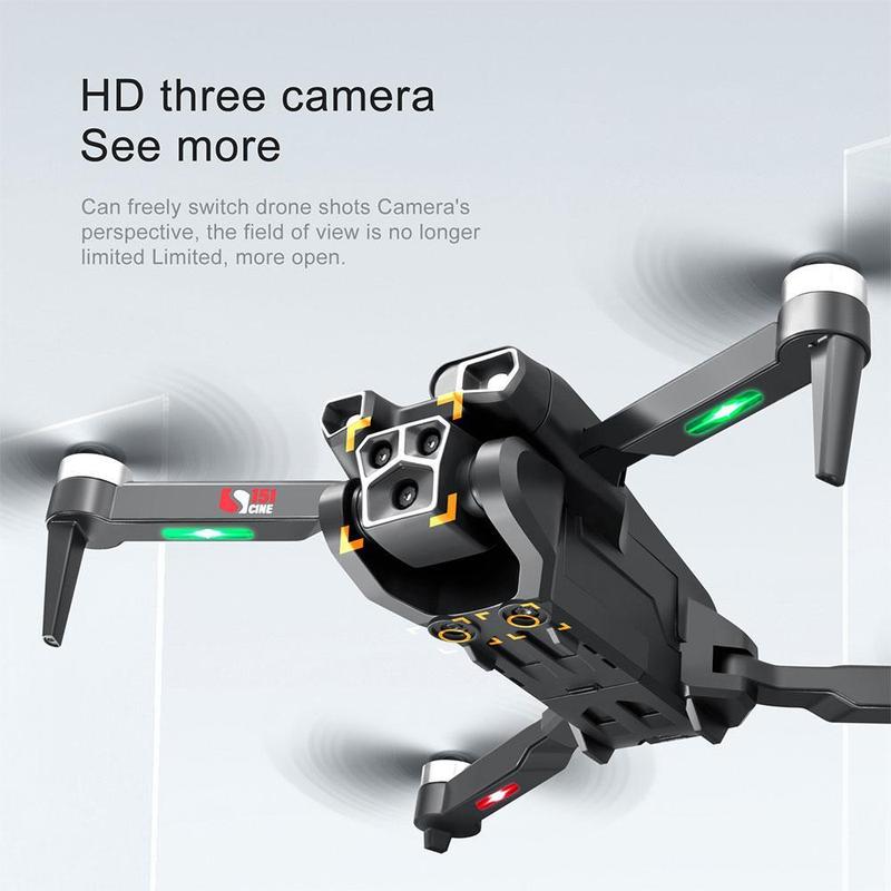 S151 Brushless Drone  8K FPV Camera Foldable Drone with Stable Altitude Hold,with Camera for Kids Adults, Gestures Selfie, Waypoint Fly, Auto-Follow, 3D Flip, One Key Start, 3 Speeds, 3 Batteries Accessories Folding drone