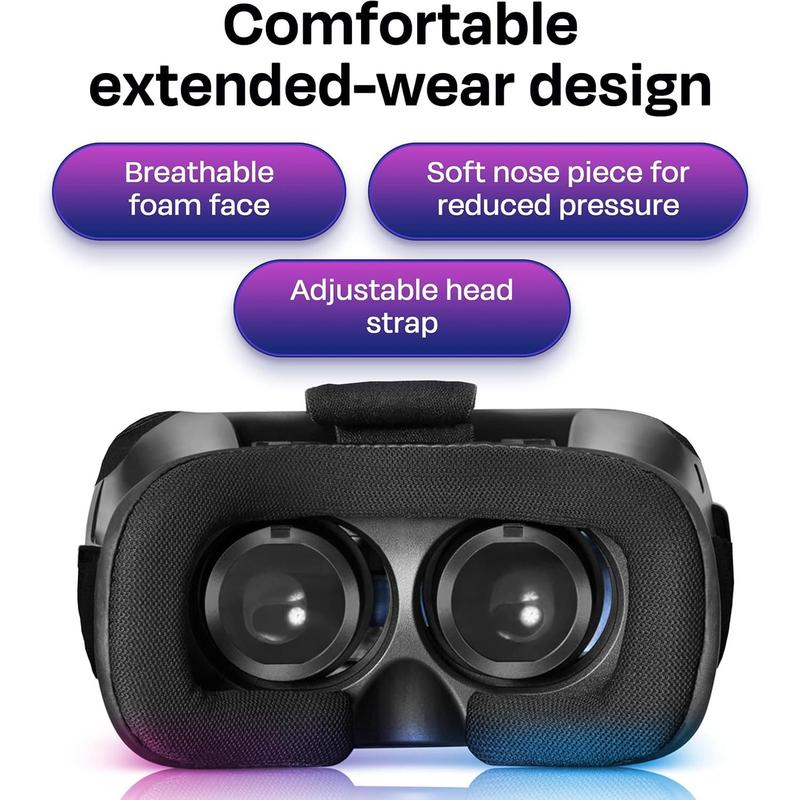 VR Headset Compatible with iPhone & Android - Universal Virtual Reality Goggles for Kids & Adults - Mobile Smartphone Wearable Games