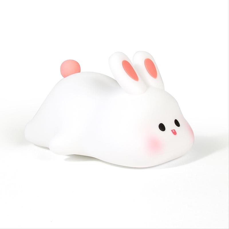 Easter Cute Rabbit Shaped Night Light, USB Rechargeable Cartoon Silicone Desk Lamp, Easter Essentials, Universal Lovely Night Light, LED Light For Kids Bedroom