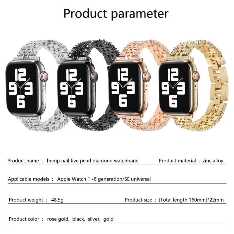 Rhinestone Decor Smartwatch Band & Case for iWatch (Band & Case Only), Shiny Case and Watch Band for Smartwatches, Band for Smart Watch, Fashion Watch Band for Apple Watch Ultra 2 Series 9 8 7 6 5 4 3 2 1 SE, Wearable Accessories