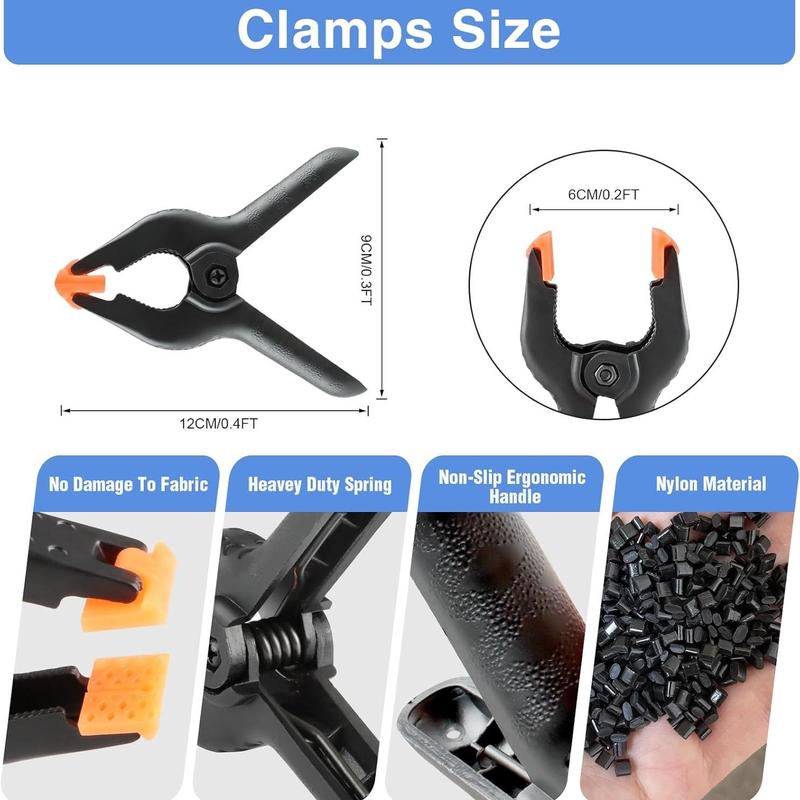 Spring Clamp & Photo Background Clip, 8 Counts Spring Clip and 8 Counts Background Clip Holder, Suitable for Photography Studio, Photo Clip