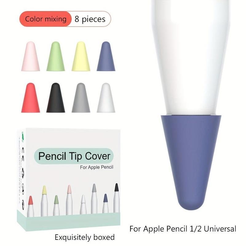 Silicone Pencil Tip Cover, 8 Counts set Stylus Pencil Tip Replacement Cover, Anti-slip Writing Protective Cover for Apple Pencil 1st & 2nd Generation